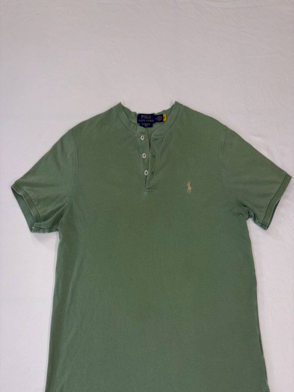 Polo Ralph Lauren T-Shirt Men's Medium Green Featherweight Mesh Henley